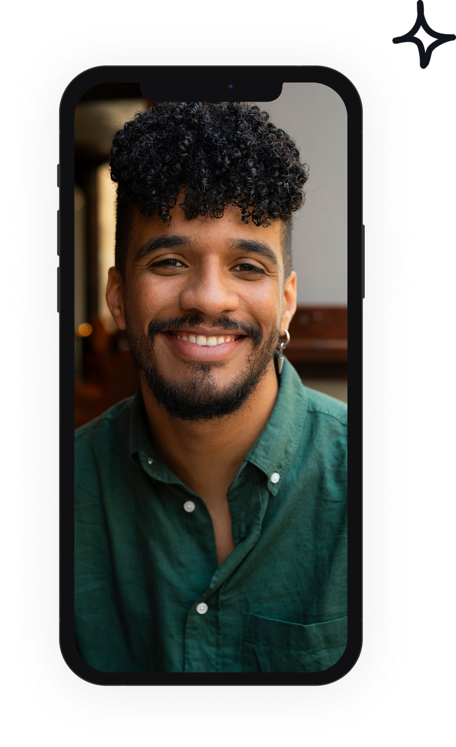 Smiling participant in a Syncory portrait video call