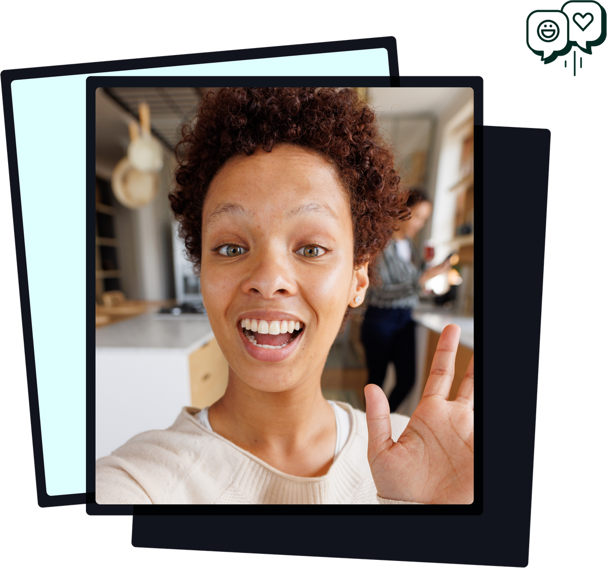 Syncory user waving during a video call